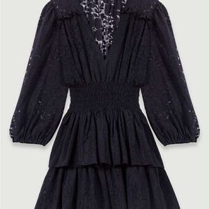 Maje Black Long Sleeve Lace Dress